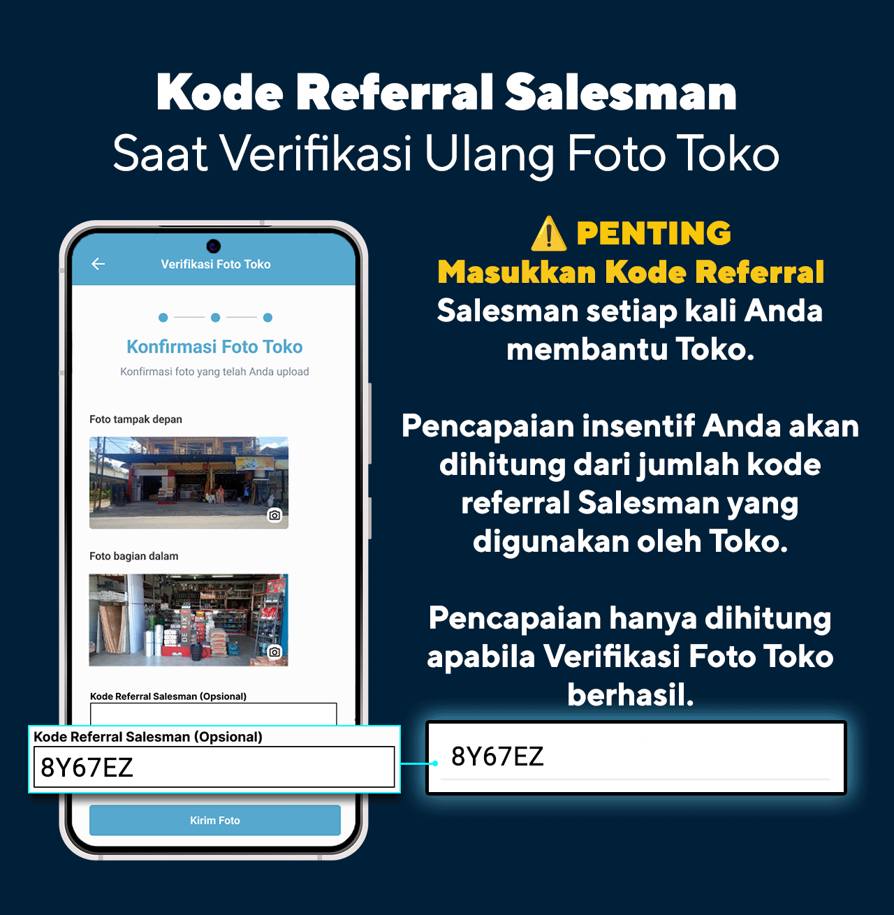 NON DFJ KECE Masukkan Kode Referral Salesman dari Verif Toko Ulang